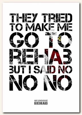 Amy Winehouse Rehab Song Lyrics Typography Poster Art Print 14 Ebay