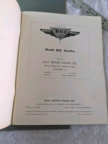 BSA motorcycle Replacement Parts List Model 325 Star Fire - Foto 8 di 9