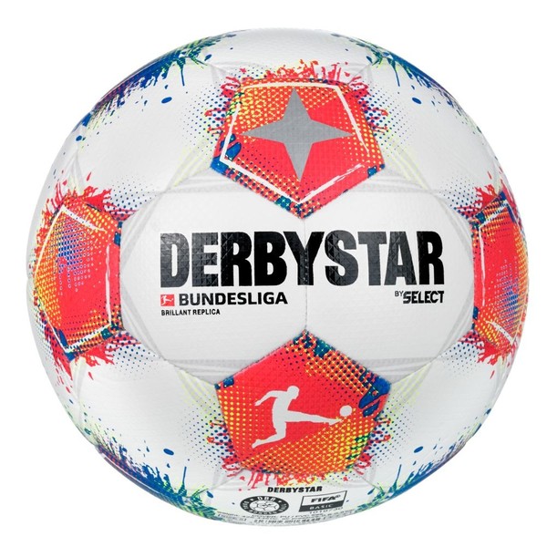 Derbystar Bundesliga Brillant Replica V25 Trainingsball Weiß Rot Blau Gr 5-image