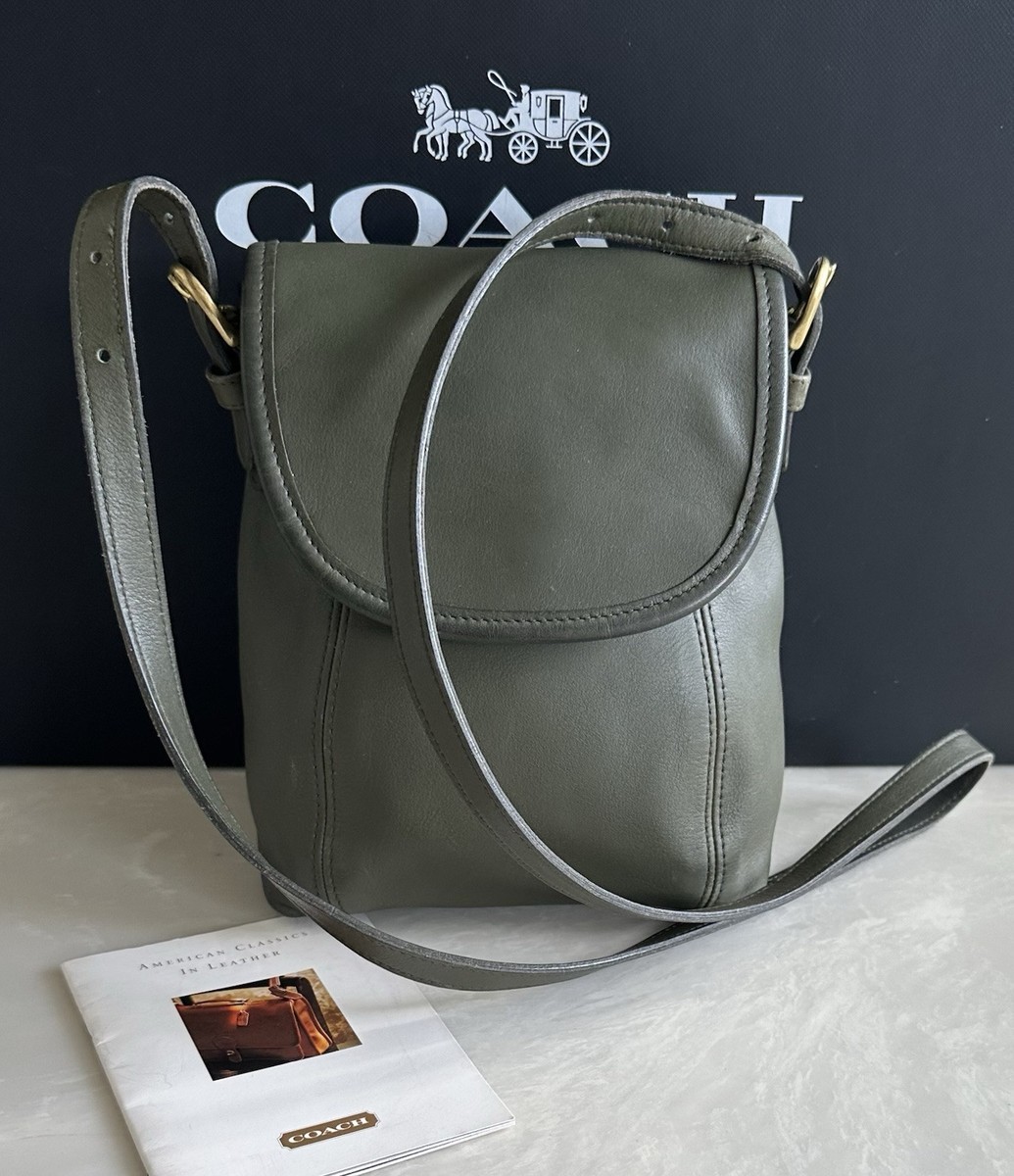 COACH VINTAGE SOH0 SMALL SATCHEL FLAP OLIVE GREEN BRASS 4108 | eBay