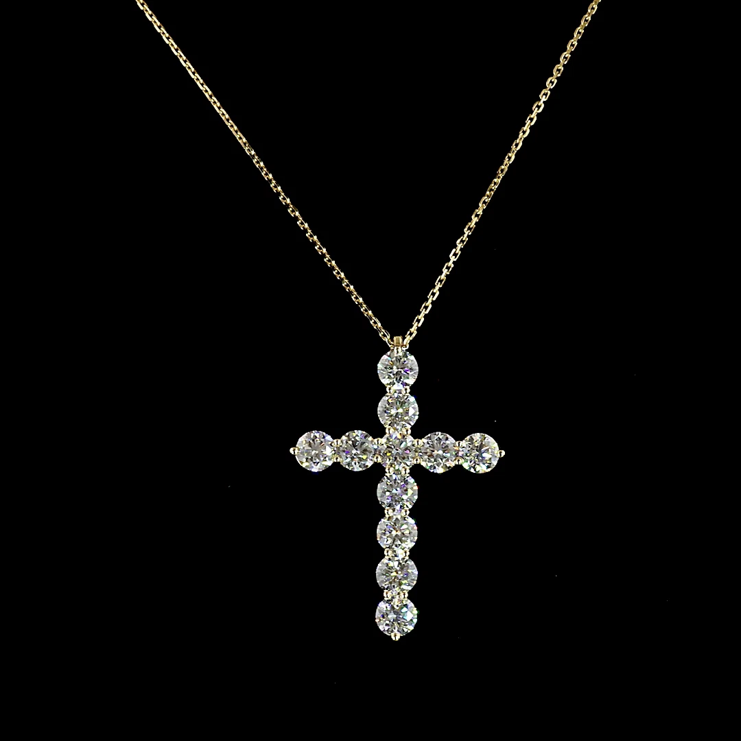 0.10 Carat DGLA Certified Round Diamond Cross Pendant For Women With 18 Inch Chain