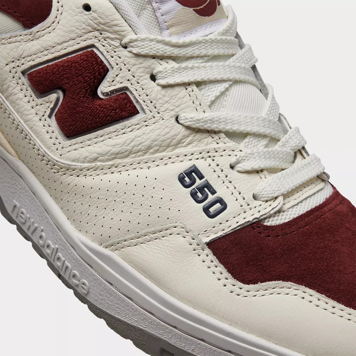 Men's New Balance 550 Sneakers Shoes - White Burgundy Red BB550VRC