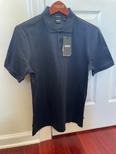 New Authentic HUGO BOSS Men's Mercerised Navy Cotton Polo Shirt Size M