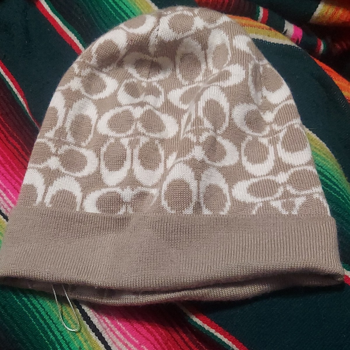 Coach Beige Knit Hat NWT Coach 1941 Embroidered Knit Beanie Wool CU806 Chalk  main image 2