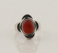 Sterling Silver Natural Carnelian Ring Size 6