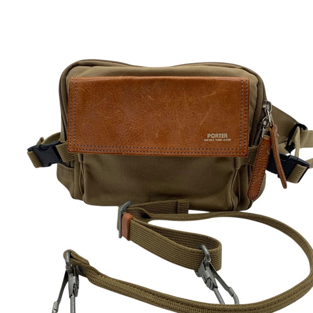 Porter Body Bag Canvas Leather Brown | eBay