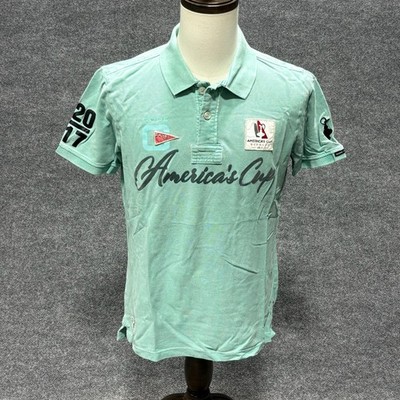 America's Cup Polo Shirt Mens Large Green Sailing Racing Code Zero Bermuda 2017