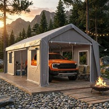 20'X10'X11' Windproof Carport Heavy Duty, Reinforced Poles & PE Canopy, USA 20'X10'X11' Windproof Carport Heavy Duty, Reinforced Poles & PE Canopy, USA - Image 1