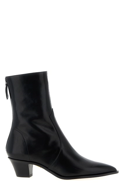 AQUAZZURA Brunswick Black Leather Ankle Boots New & Authentic