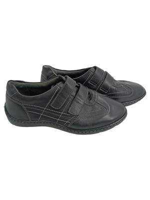 FLEX Herren Schuhe Gr. 40 Schwarz Leder Klettverschluss Casual