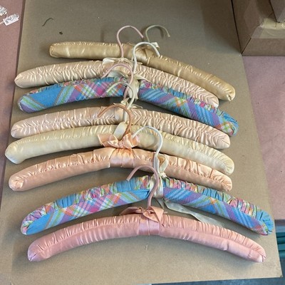 Padded Clothes Hangers Satin Soft Multicolor  * plus bonus hanger w/clips
