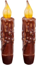 Real Wax Hand Dipped Battery Operated LED Timer Taper Candles Countr