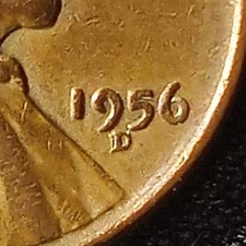 1956-D/D FS-501-Lincoln Wheat Cent -RPM #001 - Repunched Mint Mark  Variety XF