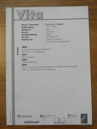 AUTOGRAMM DARIA BIJAK TURNEN DTB MEHRKAMPF - Bild 2 von 2