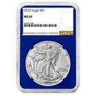2025 $1 American Silver Eagle NGC MS69 Brown Label Blue Core
