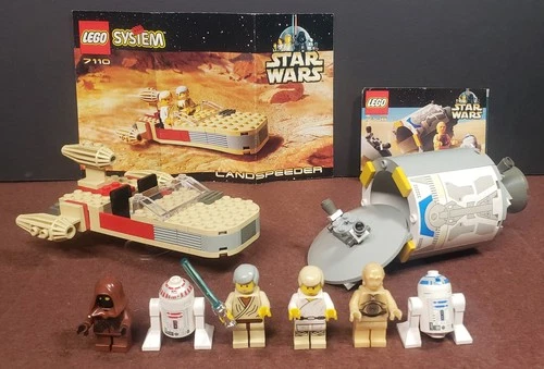 Lego Star Wars 2 Sets: 7106 Droid Escape & 7110 Landspeeder Complete + Jawa & R5