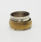 Vintage sterling silver and brass wide band spinner ring size 9
