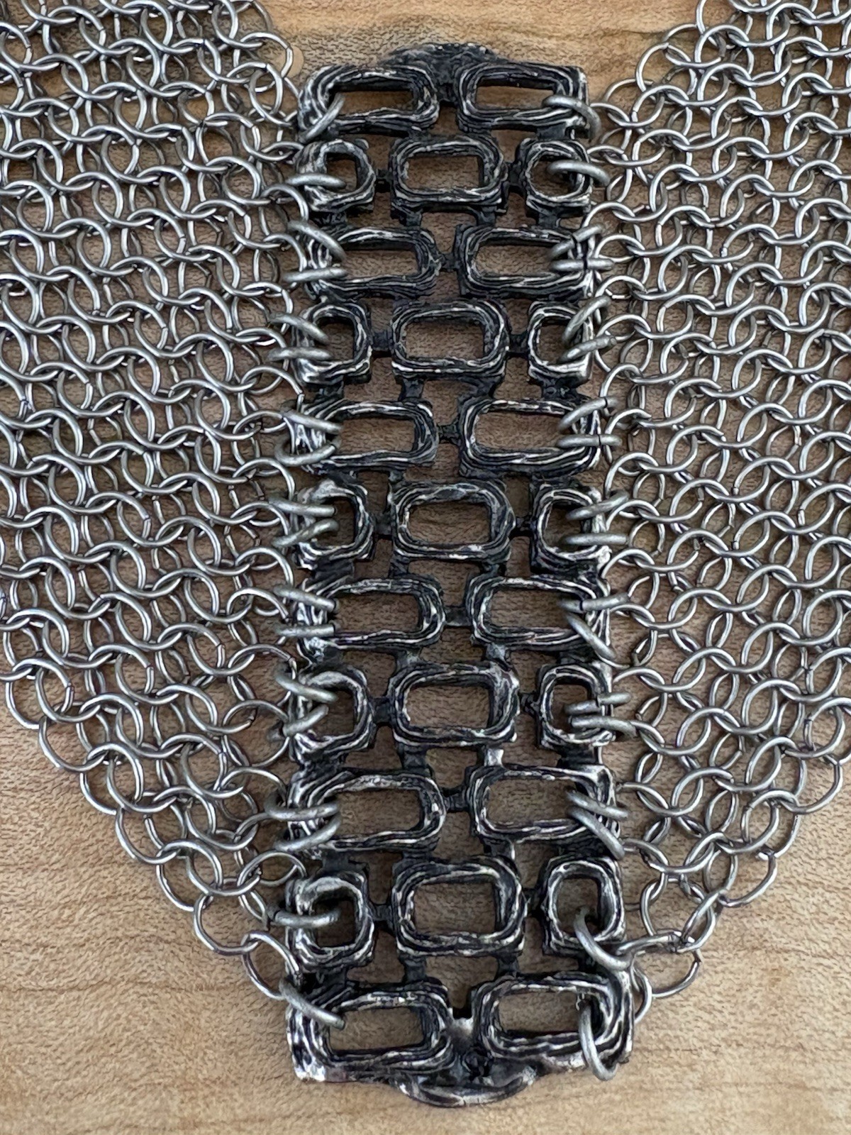 Beautiful Statement Silver Tone Mesh Necklace - image 2