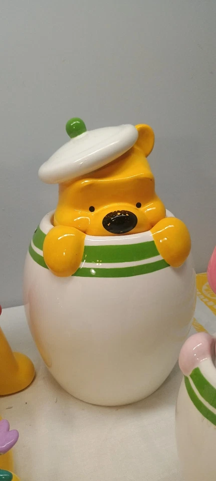 Winnie the Pooh Cookie Jars Vintage Canisters Green Set (5 Pieces - Image 4 of 4