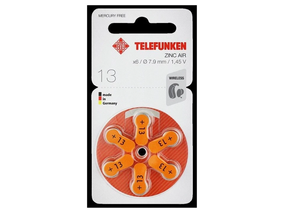 TELEFUNKEN BY HÖREX Telefunken Hörgeräte Batterien Größe 13 er (60 Stück)