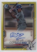 2021 Bowman Chrome Prospect Yellow Refractor 42/75 Wilman Diaz #CPA-WD Auto 12i0