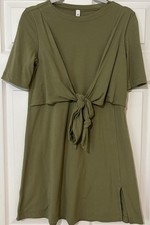LULULEMON SIZE 2 OLIVE GREEN WRAP FRONT OR BACK T-SHIRT DRESS EXCELLENT PRE-OWN