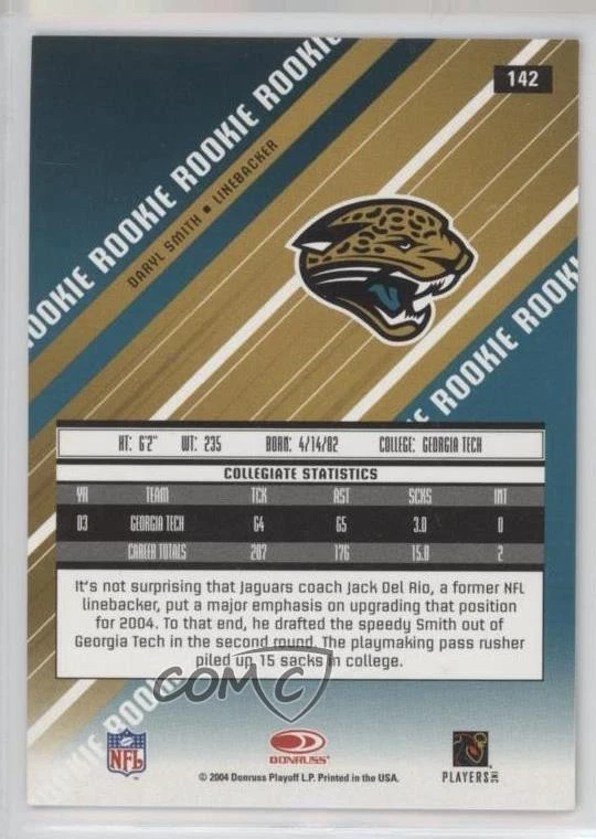 2004 Leaf Rookies & Stars Longevity Rookie Emerald /75 Daryl Smith #142 RC - Image 2 of 2