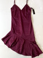 Lulus Bewitching Satin Sip Dress XS Plum Purple Ruffled Whimsigoth Party