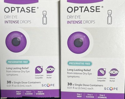 Optase Dry Eye Intense Drops 2Pack 60 Individual Doses Compatible With Contacts