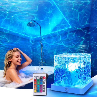 Shower Light No Wiring, Rechargeable 16 Color Ocean Wave Projector Light, Dimmab