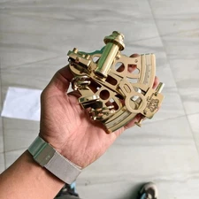 Antique Brass Working Marine Sextant Collectible Vintage Nautical Ship Astrolabe