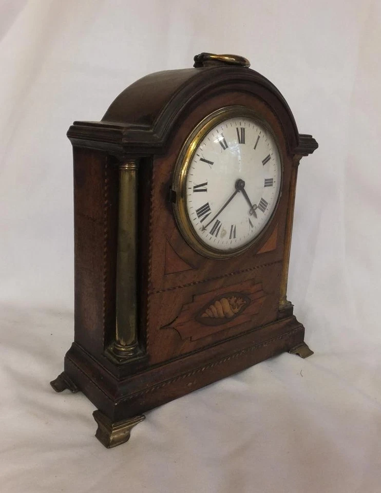 Fine Antique Inlaid Mantle Clock Case: later Movement: to restore. - Image 2 of 4