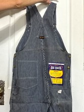 Vtg NOS 38 x 32 Big Smith Bib Overalls Denim Stripe Farm Workwear Mechanic Apron