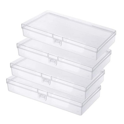 Gebildet 4 Pcs Clear Plastic Storage Box, Rectangular Containers Case with Li...