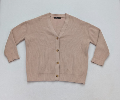 Lillusory Women's Cardigan Sweater Size S Beige V-Neck Long Sleeve