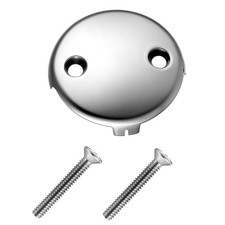 Universal Bathtub Drain Two Hole Overflow Faceplate with Two Matching Screws,