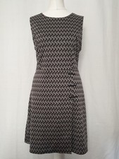Apricot Women's Grey/Black Print Shift Dress UK 12