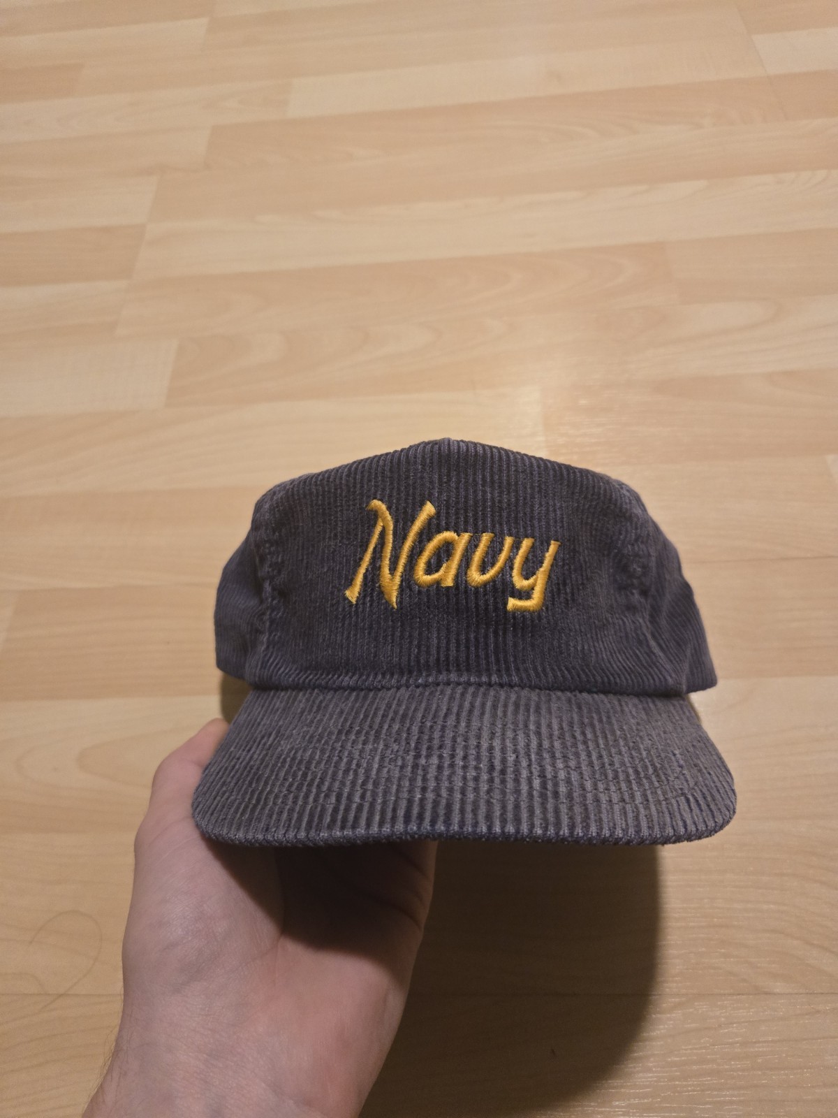 Vintage 90s Sports Specialties Navy Midshipmen Script Hat Snapback Blue Cord Cap