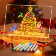 Led Note Board with Colors, Acrylic Dry Erase Board with Light, Light Up Dry Era