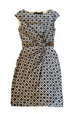 Ralph Lauren Dress Gray & White Geometric Design Sleeveless Lined Size 2P
