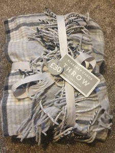 Brand New Dunelm Grey Check Throw/blanket | eBay