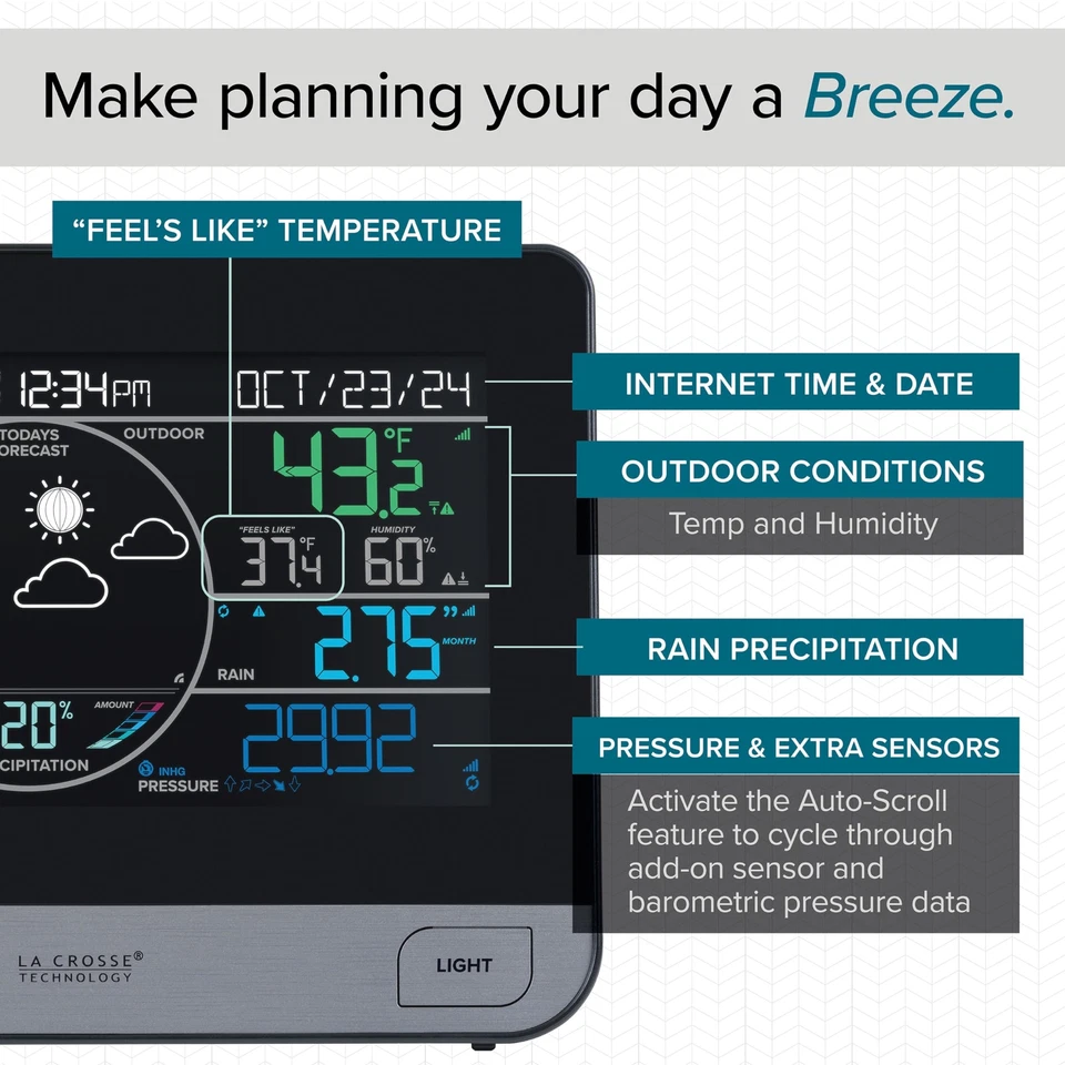 	La Crosse Technology 328-69357-INT Wi-Fi Professional Weather Station Black	 - Image 4 of 4