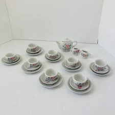 Vintage Floral Child's 27 Piece Tea Set Porcelain Tea Party Miniature Doll House