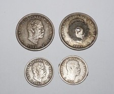 4x 1883 Hawaii Silver Quarter Dollar Hapaha & 10 Cents 1x Dime Kalakaua (Amy)