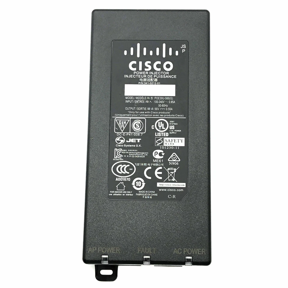 Inyector de alimentación original Cisco Meraki MA-INJ-4-US 802.3at PoE 56V OEM Foto 2 de 4
