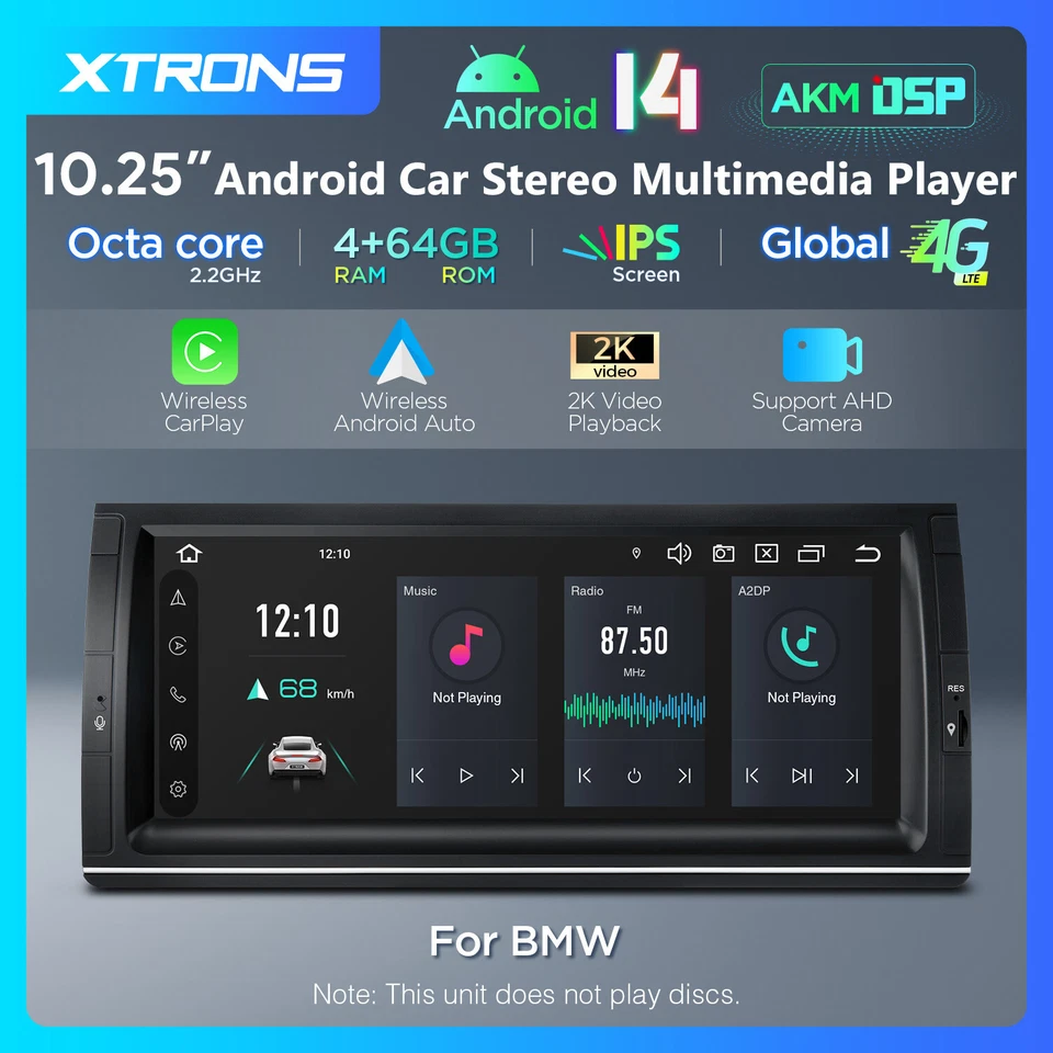 XTRONS Für BMW X5 E53 Autoradio 10.25" Android 14 4G+64GB GPS Navi mit Gyroskop - Bild 3 von 4