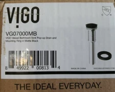 Vigo Push/Pop-Up Vessel Drain Assembly Without Overflow, Matte Black, VG07000MB