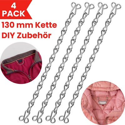 Jacken Aufhänger Schlaufen Set Silbern zum Annähen stabile Metallkette Lasche 4252009216265