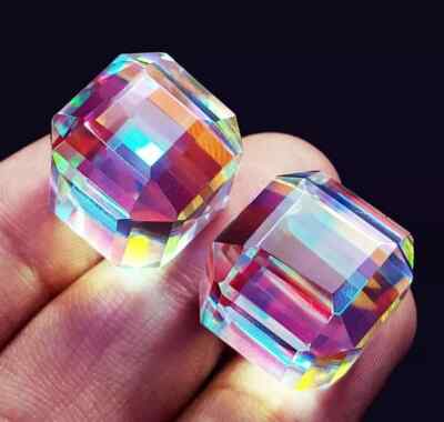 100 Ct+ Natural Mystic Topaz Rainbow Colour Cube Pair Certified Loose Gemstone