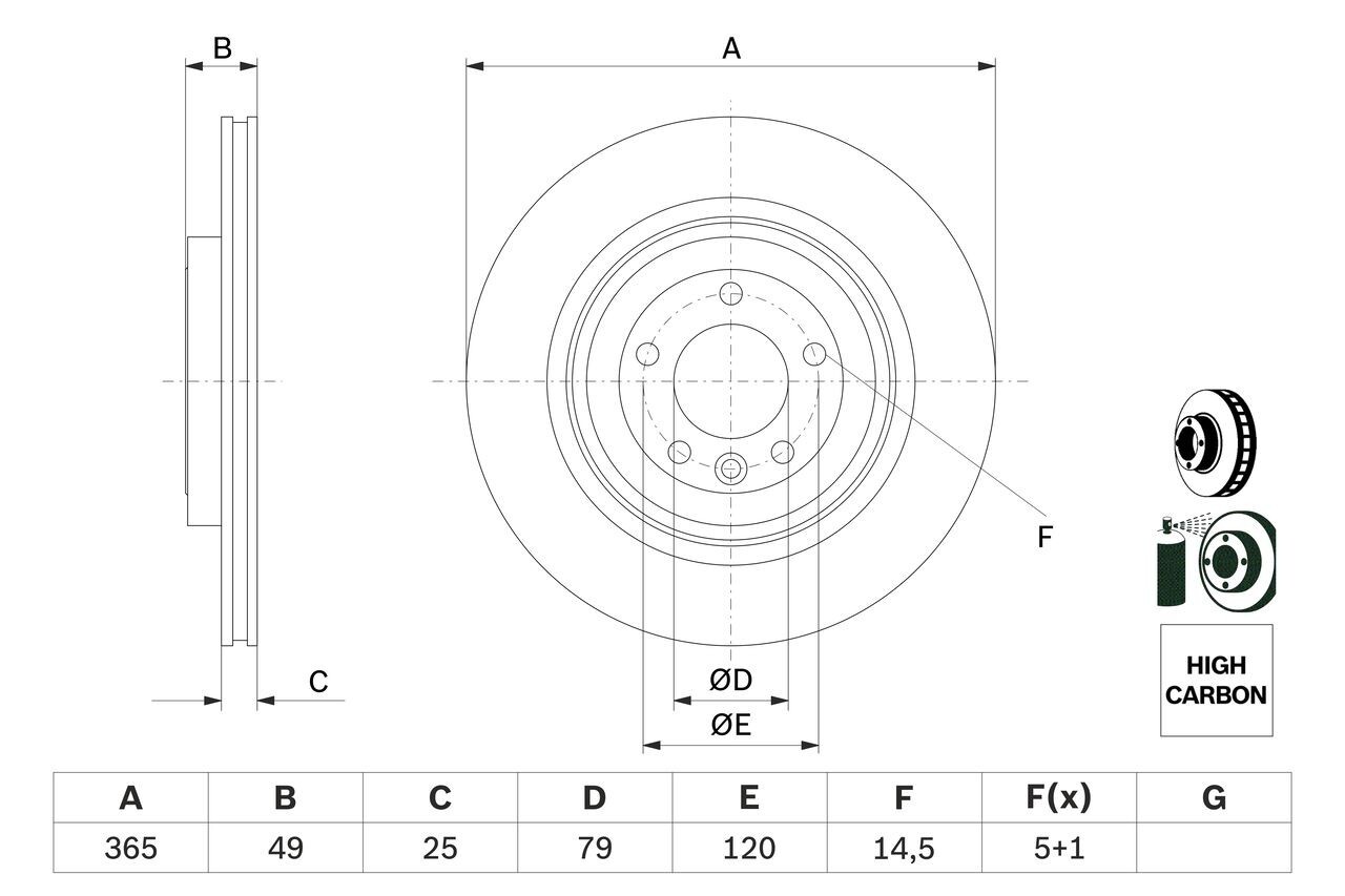 Disque de frein pour Mazda 2 1.5 Hybride dès 2022 avant en acier carbone